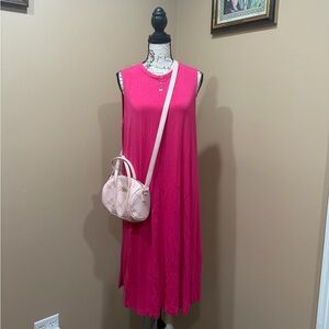 Time and Tru Fuchsia Sleeveless Midi Dress XL 16/18 Pink Soft Stretch Casual